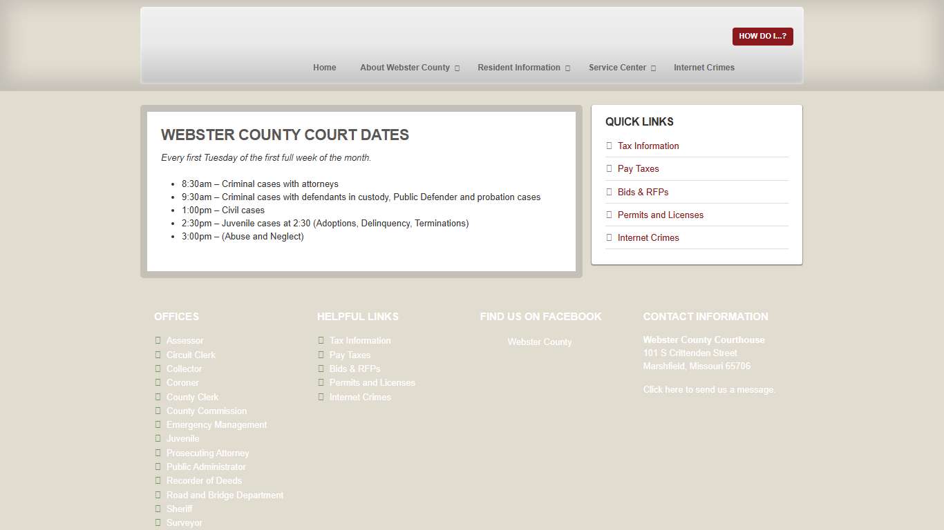 Webster County Court Dates